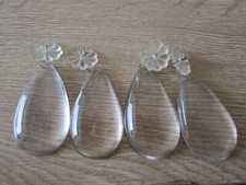4 Pampilles en cristal de 7 cm forme  goutte d'eau lisse pour Lustre ancien N°4