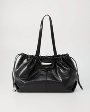 Sac cabas en cuir noir MAJE