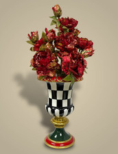 Moderne Vase Amphore Tasse Récipient Noir Vert Blanc Or Carreaux EDG 40cm