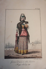 LITHO XIX COULEUR COSTUME FEMME ROBE HIVER LOUIS XIV PARIS RENAISSANCE 1820