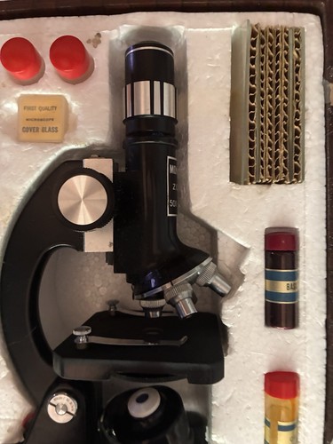 Vintage microscope kit with - vintage,
