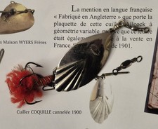 Ancienne cuillers COQUILLE ALLCOCK (fin XIXème), pêche moulinet ancien.