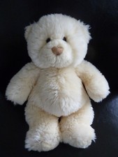 82. DOUDOU PELUCHE HAPPY HORSE OURS BLANC ECRU 26 cms  billes - ETAT NEUF*