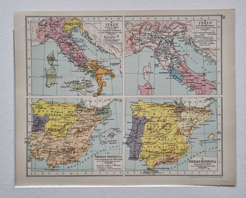 Carte antique italie 13e - antique,