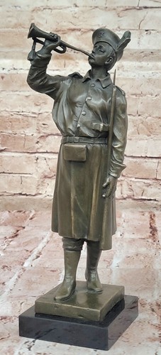 Bronze marbre base statue - bronze,