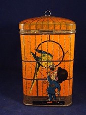 Ancienne boîte cage volière perroquet tôle fer publicitaire confiserie bonbon 30