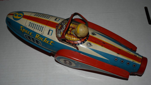 Vintage tin toy space rocket - tin,