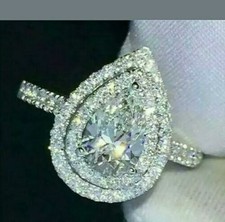 Bague double halo en argent