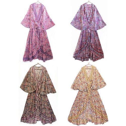 Robe longue soie manches - longue,