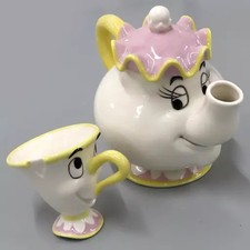 Théière et service à thé Mme Potts & Chip (motif violet) La Belle et la Bête ...