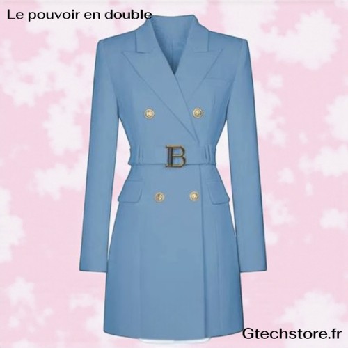 Blazer long femme 2025 double - blazer,