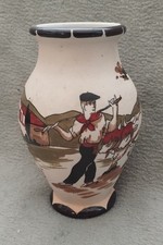 Petit VASE GRES BASQUE Signé GAITAUD No Ciboure Hendaye Attelage Boeuf 