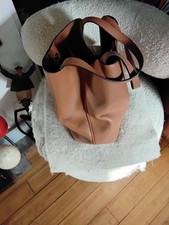 SAC SEAU CUIR GRAINE CAMEL ’POLLINI ’ NEUF