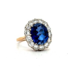 Bague cocktail saphir bleu et