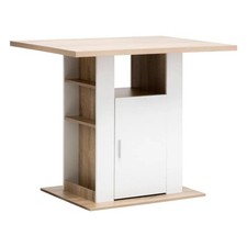 Ilot de Cuisine Avec Rangement "Réversible" 110cm Naturel & Blanc