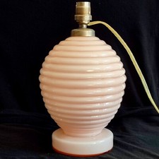 BELLE LAMPE ART DECO EN OPALINE ROSE PALE-ART DÉCO-DESIGN 1930