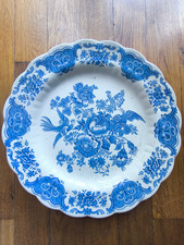 Assiette Plat faïence anglaise de Ridgway Modèle Windsor Fleuri Oiseaux Bleu