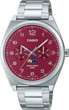 CASIO Moon Phase MTP-M300D-4AV Wine color Dial SS Band Japan Quartz