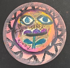 JABER 2007  rare oeuvre sur assiette en carton diametre 23cm