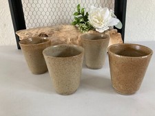 325⚜️ Lot de 4 Mazagrans Tasses Verres Gobelets en Grès Vintage Hauteur 9 Cm