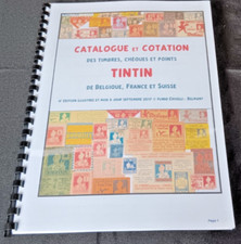 Tintin- Catalogue, cotation, timbres, chèques, points ,Suisse, Belgique. . .