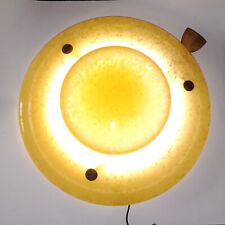 Suspension Design Art Déco 1930 Verre Moucheté de Couleur Orange Soucoupe 40 cm