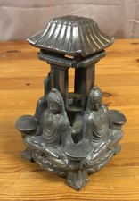 Ancien Brule parfum ou brule encens 19e Pagode & Bouddha en méditation.