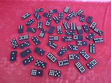 Ancien Domino - Jeu 55 Belles Pièces En Bois Sculptées Lion !