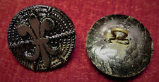 BOUTON ancien JAIS français FLEUR DE LYS  PASSEMENTERIE Ø:20 mm VICTORIAN BUTTON