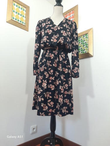 Robe vintage noir fleur - vintage, à