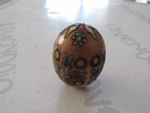 Old wooden egg carved - wooden,