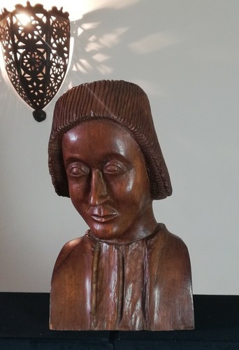Statue bois ancienne buste - en,