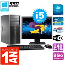 PC HP 8100 Tour Ecran 19" Core i5-650 RAM 8Go SSD 240Go Graveur DVD Wifi W7
