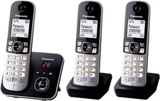 Panasonic KX-TG6823FRB DECT Téléphone Numérique Sans Fil Répondeur Trio, Noir 