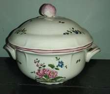 Soupière Légumier Ancienne Faïence VIEUX SAINT-AMAND 1713 Décor Floral Peint...