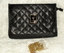 New Younique 2018 Collection Make Up Bag Purse Black Quilted Gold Chain Strap