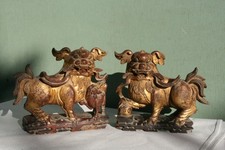 2 chiens Fo en bois anciens.