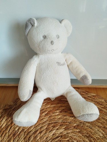 Doudou peluche ours blanc - , gris