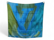 NEUF FOULARD LOUIS VUITTON LOGO LV M71543 EN SOIE BLEU & VERT CARRE SCARF 530€