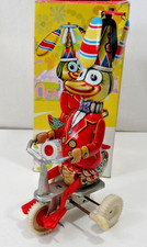 Ancien jouet mécanique Espagnol EGE canard cycliste / tricycle numéroté N°84