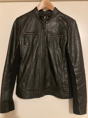 Veste cuir noire mango - en,