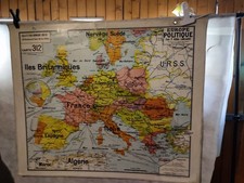 CARTE SCOLAIRE VIDAL LABLACHE N°312 EUROPE POLITQUE/EUROPE PHYSIQUE CIRCA 1960