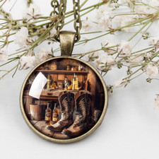 Cowboy Western bottes collier pendentif, cadeau bijoux Cowgirl, cadeau du...
