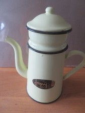 ancienne cafetière tôle émaillée japy jaune état neuf d'origine