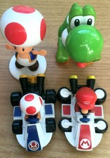 LOT 4 FIGURINES DONT 2 KARTS HAPPY MEAL MCDONALD'S TOAD YOSHI MARIO NINTENDO OEM