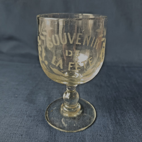 Ancien verre grave souvenir - verre,