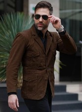 Blazer homme en cuir suédé