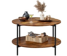 WLIVE Table Basse Ronde 83 cm avec Étagère Ouverte