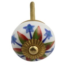 Bouton de meuble en céramique Poignée de porte Fleur 19 rouge-vert-bleu