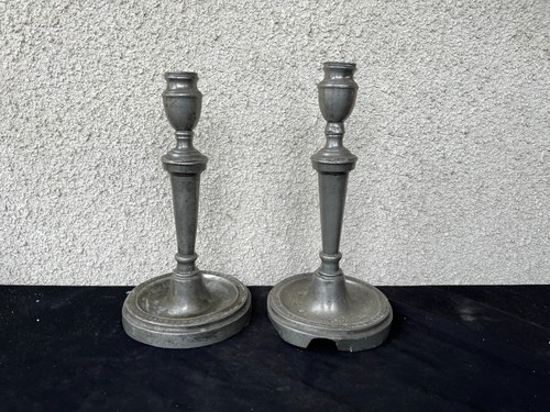 Paire bougeoirs anciens en - paire,